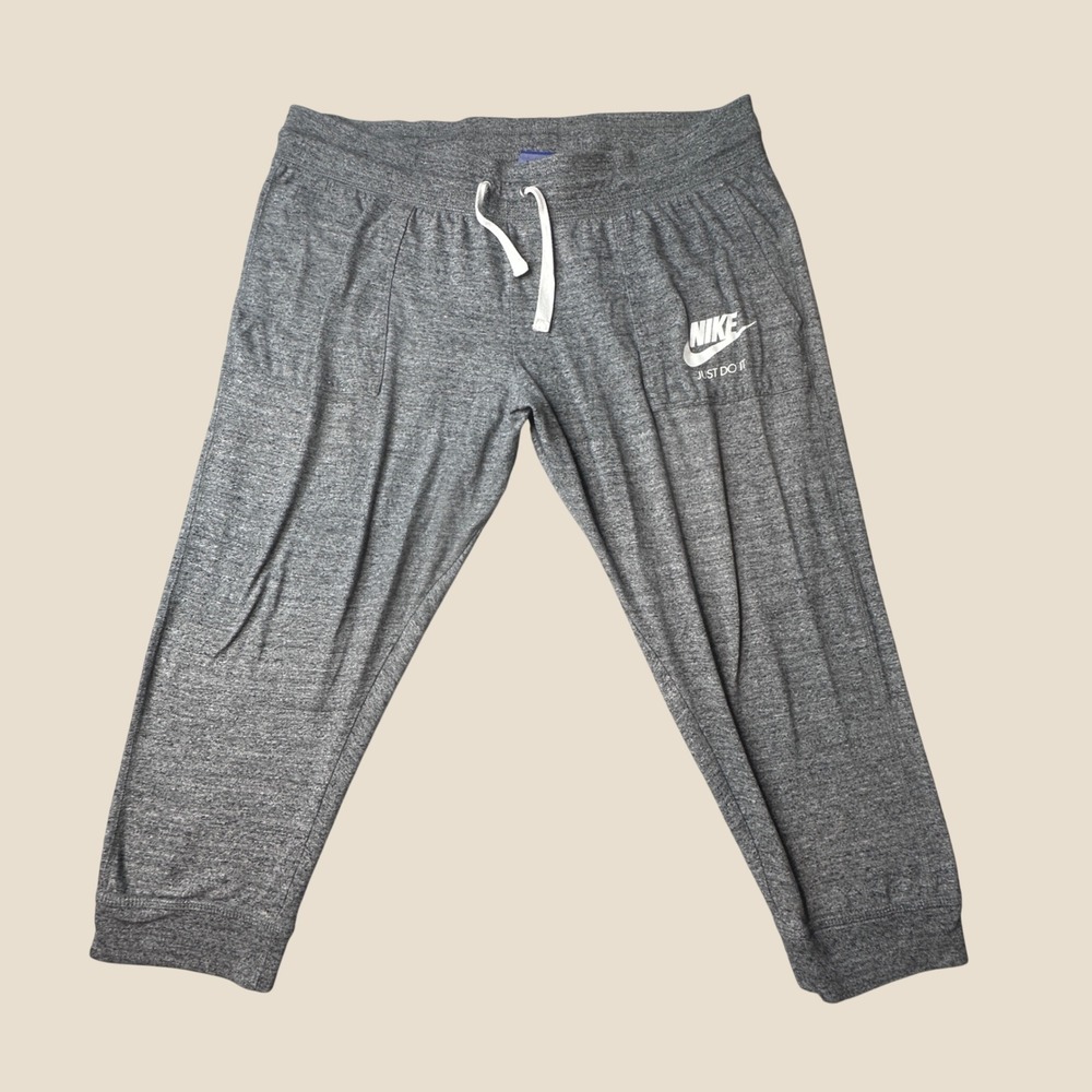 Nike Capri Pants Womens XL Gym Vintage 883723-091 Gray Just Do It Jogger